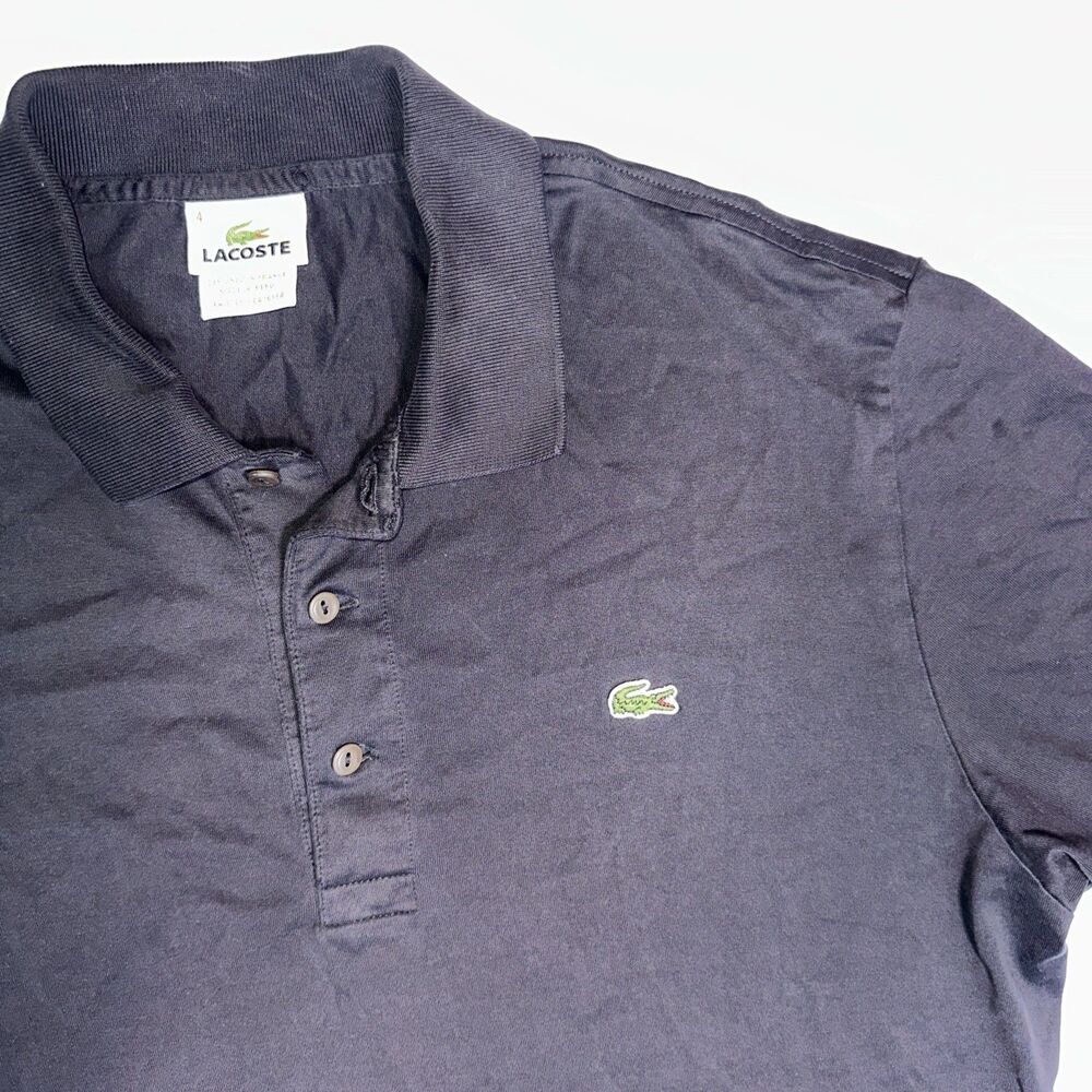 🇫🇷 Lacoste Polo Shirt Mens Size 4 M black Casual Short Sleeve Adult